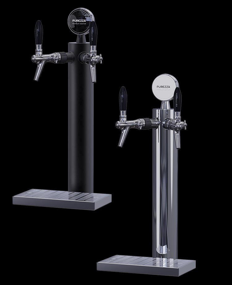 Nova Tower fra Purezza – tidløst tappetårn med belyst medaljon til restaurant