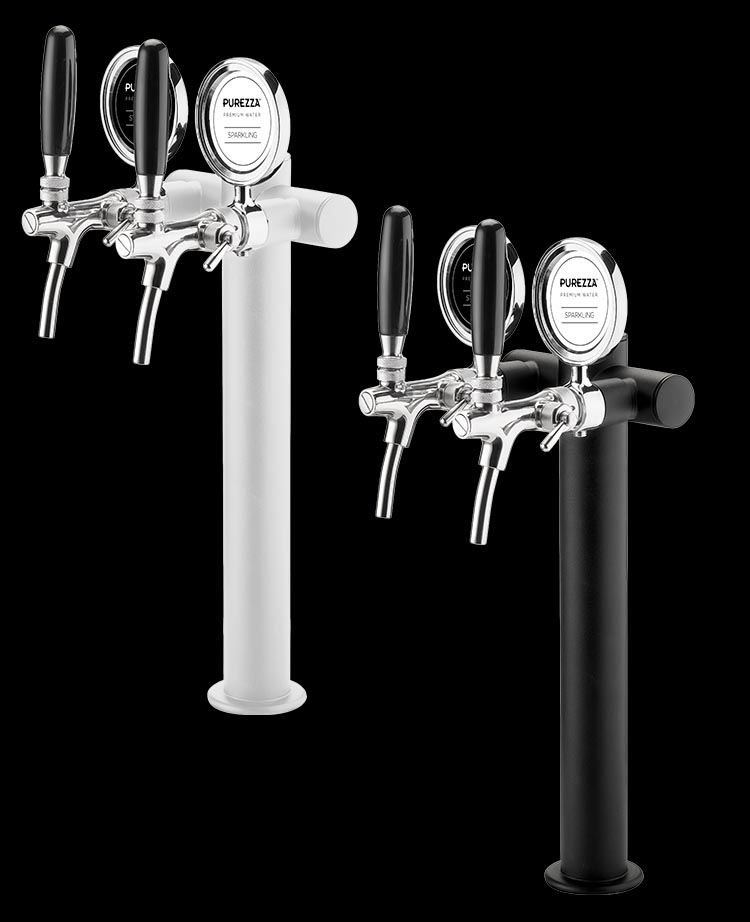 T-bar Tower fra Purezza – kompakt tappetårn med to tapphaner til restaurant